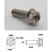 M8X25MM 1.25 THREAD FANCY DUAL DRIVE TITANIUM 10MM HEX BOLT