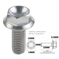 M8X25MM 1.25 THREAD PITCH TITANIUM FLANGE 10MM HEX BOLT GRADE 5