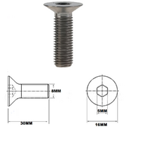 M8X30MM 1.25 THREAD PITCH TITANIUM COUNTERSUNK BOLT GRADE 5