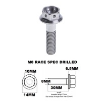 M8X30MM 1.25 THREAD PITCH TITANIUM RACE FLANGE 10MM HEX BOLT GR5
