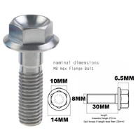 M8X30MM 1.25 THREAD PITCH TITANIUM FLANGE 10MM HEX BOLT GRADE 5