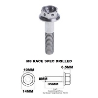 M8X35MM 1.25 THREAD PITCH TITANIUM RACE FLANGE 10MM HEX BOLT GR5