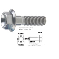 M8X35MM 1.25 THREAD PITCH TITANIUM FLANGE 13MM HEX BOLT GRADE 5