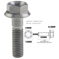 M8X35MM 1.25 THREAD PITCH TITANIUM FLANGE 10MM HEX BOLT GRADE 5