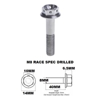 M8X40MM 1.25 THREAD PITCH TITANIUM RACE FLANGE 10MM HEX BOLT GR5