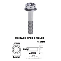 M8X45MM 1.25 THREAD PITCH TITANIUM RACE FLANGE 10MM HEX BOLT GR5