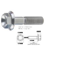 M8X45MM 1.25 THREAD PITCH TITANIUM FLANGE 13MM HEX BOLT GRADE 5