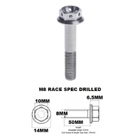 M8X50MM 1.25 THREAD PITCH TITANIUM RACE FLANGE 10MM HEX BOLT GR5