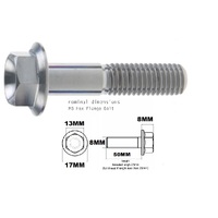 M8X50MM 1.25 THREAD PITCH TITANIUM FLANGE 13MM HEX BOLT GRADE 5