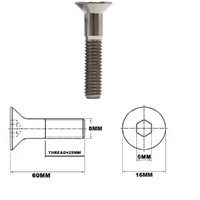 M8X60MM 1.25 THREAD PITCH TITANIUM COUNTERSUNK BOLT GRADE 5