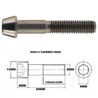 M8X60MM 1.25 THREAD PITCH TITANIUM TAPERED SOCKET HEAD BOLT