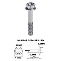 M8X60MM 1.25 THREAD PITCH TITANIUM RACE FLANGE 10MM HEX BOLT GR5