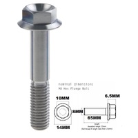 M8X65MM 1.25 THREAD PITCH TITANIUM FLANGE 10MM HEX BOLT GRADE 5