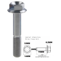 M8X70MM 1.25 THREAD PITCH TITANIUM FLANGE 10MM HEX BOLT GRADE 5