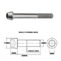 M8X80MM 1.25 THREAD PITCH TITANIUM TAPERED SOCKET HEAD BOLT