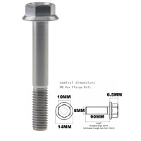 M8X90MM 1.25 THREAD PITCH TITANIUM FLANGE 10MM HEX BOLT GRADE 5