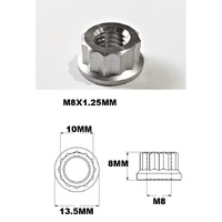 SMALL M8X1.25 THREAD PITCH TITANIUM 12 POINT NUT GRADE 5
