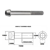 TITANIUM M10 X 70MM X 1.25 TAPERED ALLEN HEAD BOLT