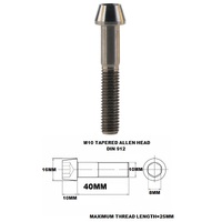 TITANIUM M10 X 40MM X 1.5 TAPERED ALLEN HEAD BOLT