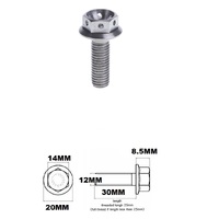 TITANIUM M12X1.25X30MM FLANGE HEX RACE SPEC DRILLED