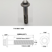 TITANIUM 7/16 UNF X 52MM FINE THREAD 18.5MM FLANGE BOLT