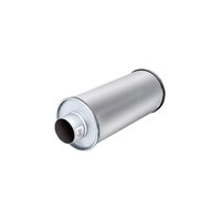 XForce 3" Inlet 5" Round Straight-Through Resonator Raw 409 Stainless Steel