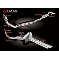 XForce 3in Turbo-Back System with No Cat in Raw Finish 409 (Navara D22 07-15)