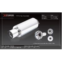 XForce 7in Cannon Muffler with Flange - 3.5in Inlet/4.5in Straight Cut Tip
