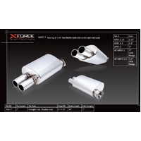 XForce 3.5in Inlet Straight-Cut Twin Tip, 6in x 10in Oval Muffler with Flange