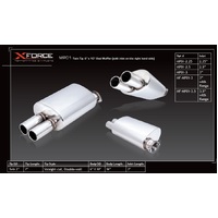 XForce Universal Oval Muffler - 3in Inlet/Straight-Cut Twin Tip MF-MP01-3