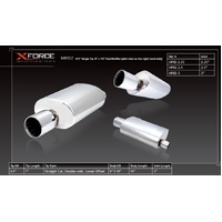 XForce Universal Oval Muffler - 3in Inlet/Straight-Cut Lower Offset 4.5in S.Tip