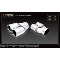 XForce 80mm Straight-Cut Round Double-Wall Tip (2.5in Inlet/Single In Twin Out)