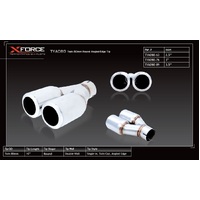 XForce 80mm Round Angled-Edge Twin Tip (3in Inlet/Single In Twin Out)