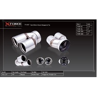 XForce Universal Tips - 2.5in Inlet/Twin 3in Straight-Cut Round Staggered Tip