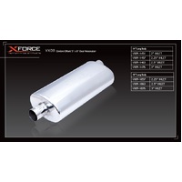 XForce Universal Muffler - 3in Inlet Centre Offset 5in x 8in Oval Resonator