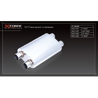 XForce Universal Muffler - 2in Inlet Twin in Twin out 6in x 9in Oval Resonator