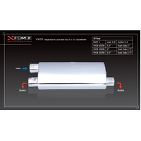 XForce Universal Muffler - 3in S-Side In Dual-Side Out - 6 x 10in Oval Muffler