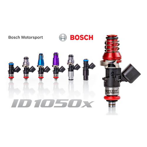 ID1050-XDS Injectors Set of 6, 48mm Length, 11mm Red Adaptor Top, WRX-16B Lower Adaptor - Subaru EG33/EZ30 6 Cyl Engine