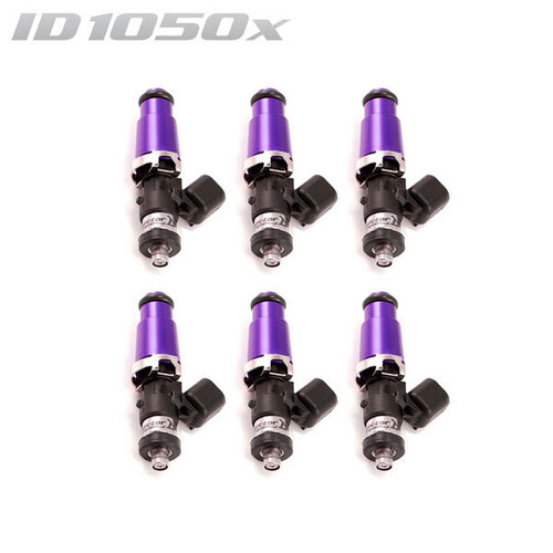 ID1050-XDS Injectors Set of 6, 60mm Length, 14mm Purple Adaptor Top, Denso Lower Cushion - Nissan Skyline R32/R33/R34