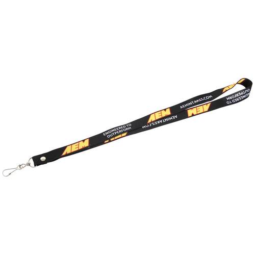 AEM 01-901 Lanyard, BLK 3/4" X 36", w/Swivel Clip, Red/Yellow AEM Logo
