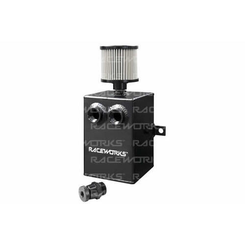 Raceworks Black Aluminium Catch Can With Drain Tap 2L  ALY-062BK
