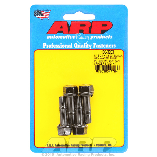 ARP FOR 5/16-24 X 1.500 black hex water pump pulley w/ .250  fan spacer stud kit