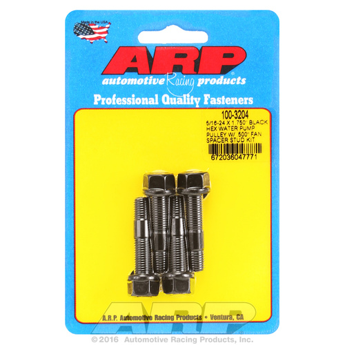 ARP FOR 5/16-24 X 1.750 black hex water pump pulley w/ .500  fan spacer stud kit