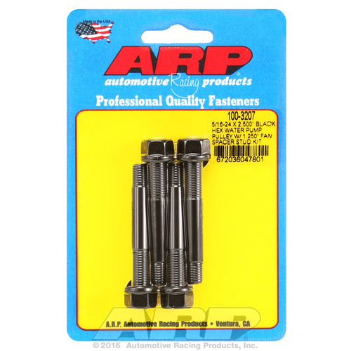 ARP FOR 5/16-24 X 2.500 blk hex water pump pulley w/ 1.250 fan spacer stud kit