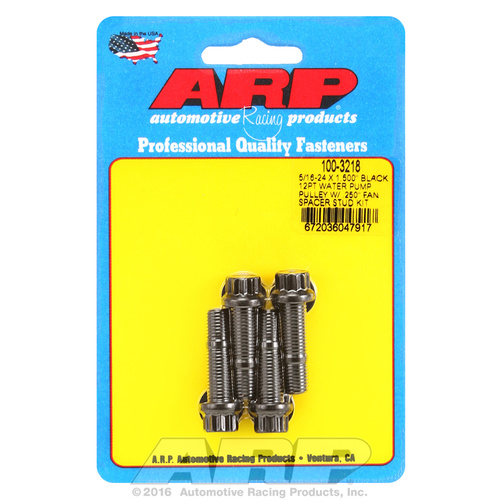 ARP FOR 5/16-24 X 1.500 blk 12pt water pump pulley w/ .250 fan spacer stud kit