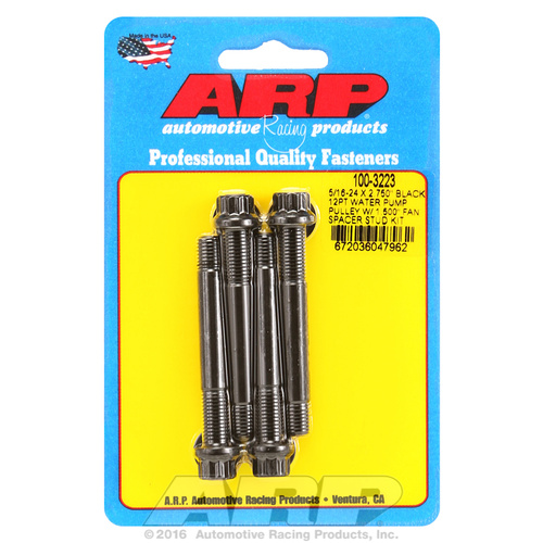 ARP FOR 5/16-24 X 2.750 blk 12pt water pump pulley w/ 1.500 fan spacer stud kit