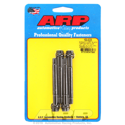 ARP FOR 5/16-24 X 3.250 blk 12pt water pump pulley w/ 2.000 fan spacer stud kit