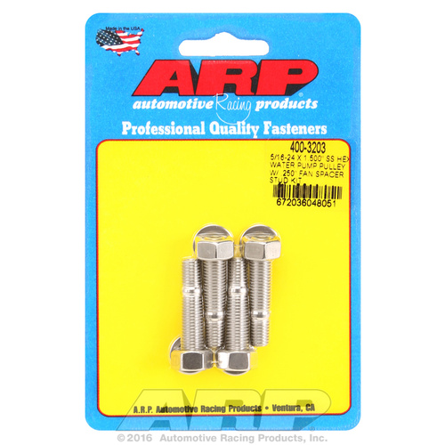 ARP FOR 5/16-24 X 1.500 SS hex water pump pulley w/ .250  fan spacer stud kit