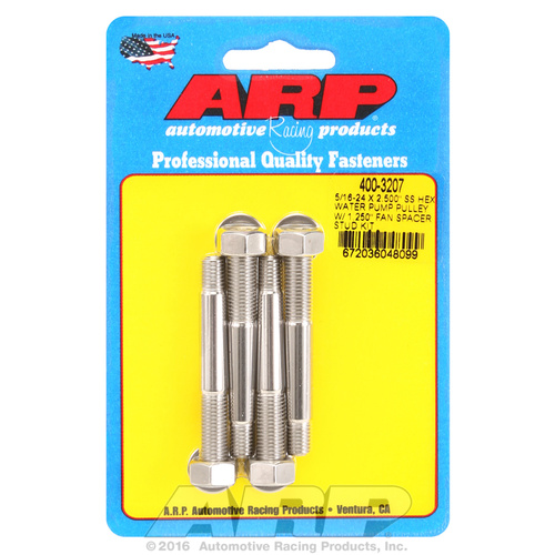 ARP FOR 5/16-24 X 2.500 SS hex water pump pulley w/ 1.250  fan spacer stud kit