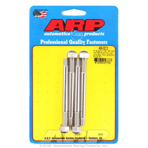 ARP FOR 5/16-24 X 3.750 SS hex water pump pulley w/ 2.500  fan spacer stud kit